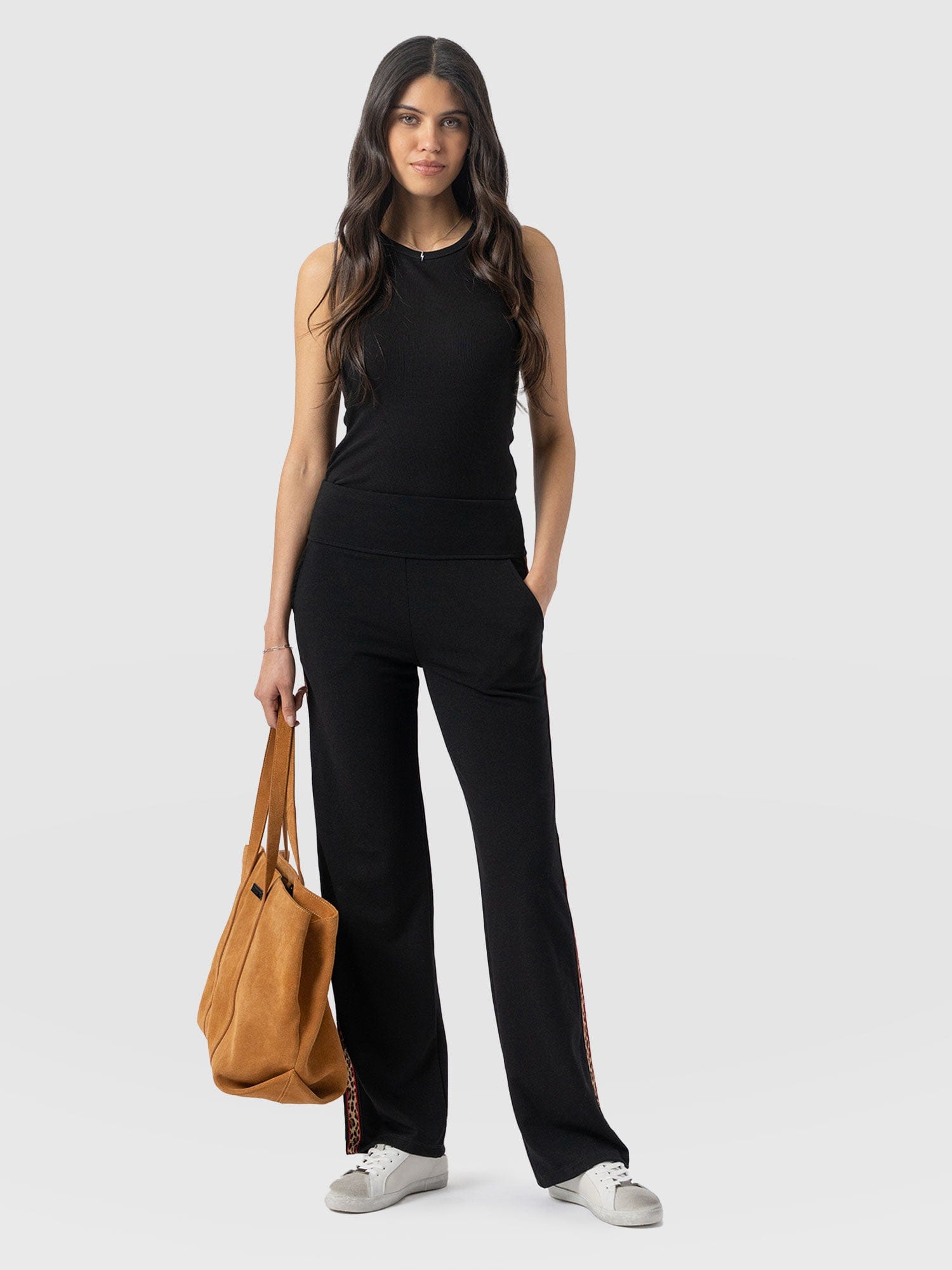 Runway Pant Black Leopard - Women's Trousers | Saint + Sofia® EU